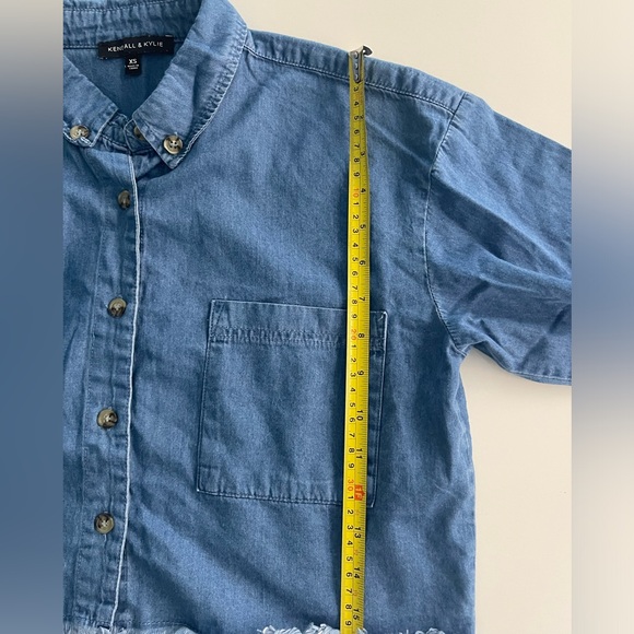 Kendall & Kylie Chambray Long Sleeve Blue Shirt - Picture 10 of 11